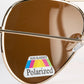Emporia Italy - séria Aviator "PÚŠŤ", polarizované slnečné okuliare s UV filtrem, s pevným puzdrom a čistiacou handričkou, svetlo hnedé šošovky, obrúčky zlatej farby
