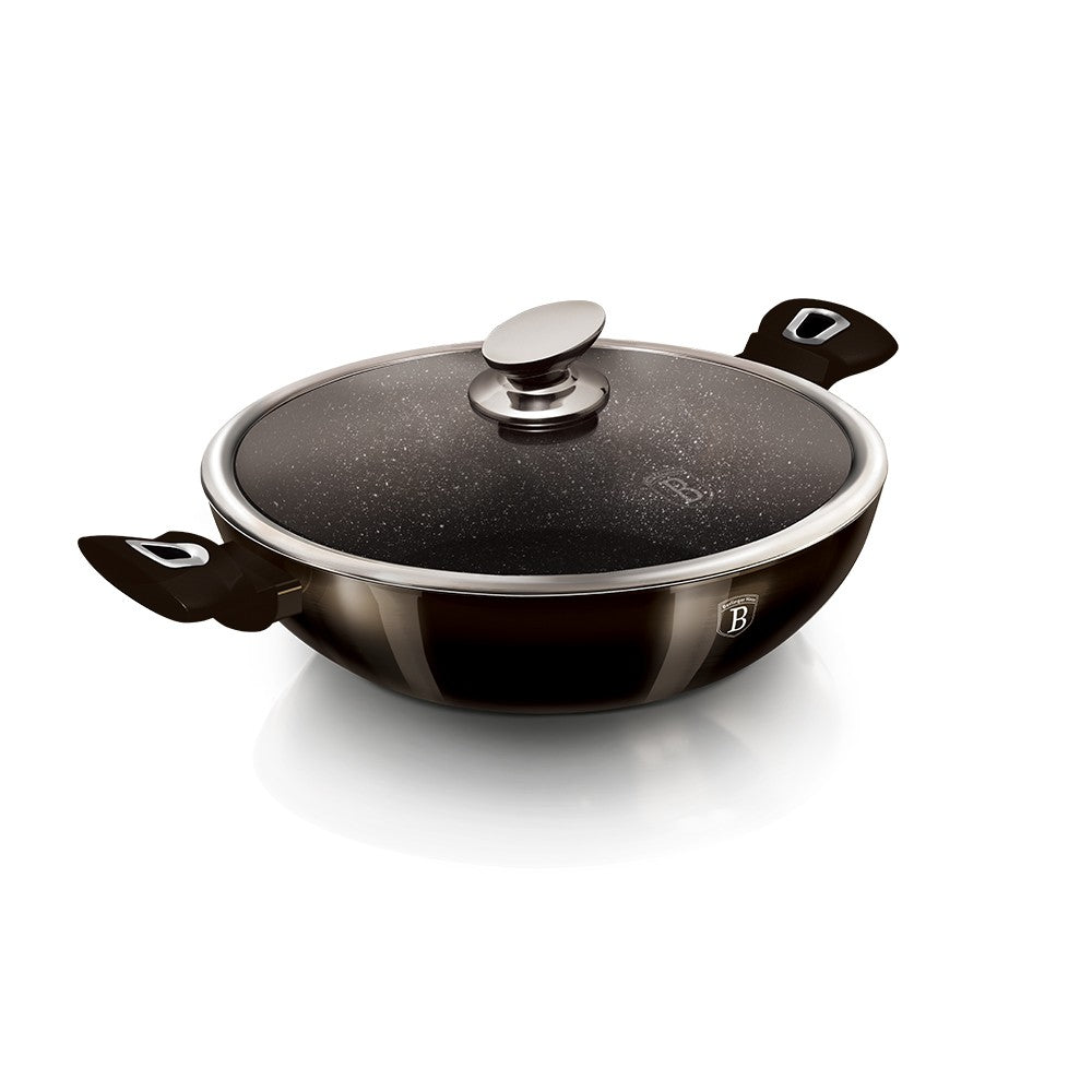 Berlinger Haus Metallic Line Shiny Black Edition Wok s vekom, 30 cm