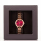 Vysoko kvalitné zliatinové hodinky s mechanizmom Miyota v darčekovej krabičke, Rubínovo Červený ciferník