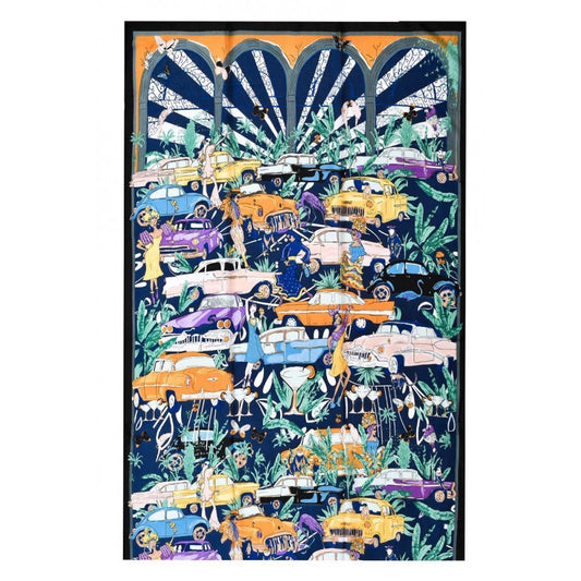 Šál-šatka zo 100% Pravého Hodvábu, 90 cm x 180 cm, Vzor tropického karnevalu