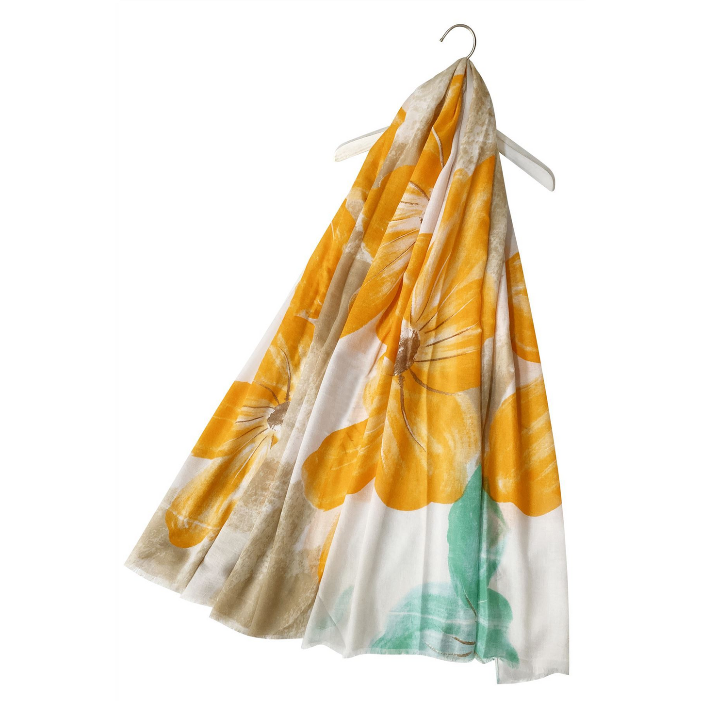 Bavlnený Šál-šatka, 85 cm x 180 cm, Veľký kvetinový vzor, Oranžová
