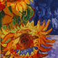 100% Hodvábny Šál, 90 cm x 180 cm, Van Gogh Šesť Slnečníc