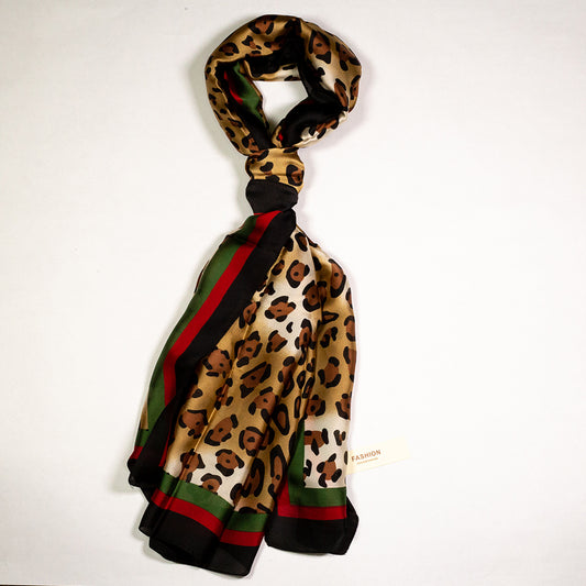 100% Hodvábny Šál, 90 cm x 180 cm, Leopardí Vzor