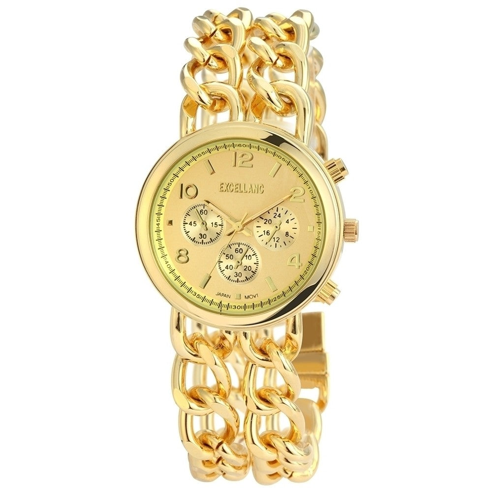 Excellanc dámske hodinky s kovovým remienkom, zlatá farba, vysoko kvalitný kremenný mechanizmus, ciferník žltej farby