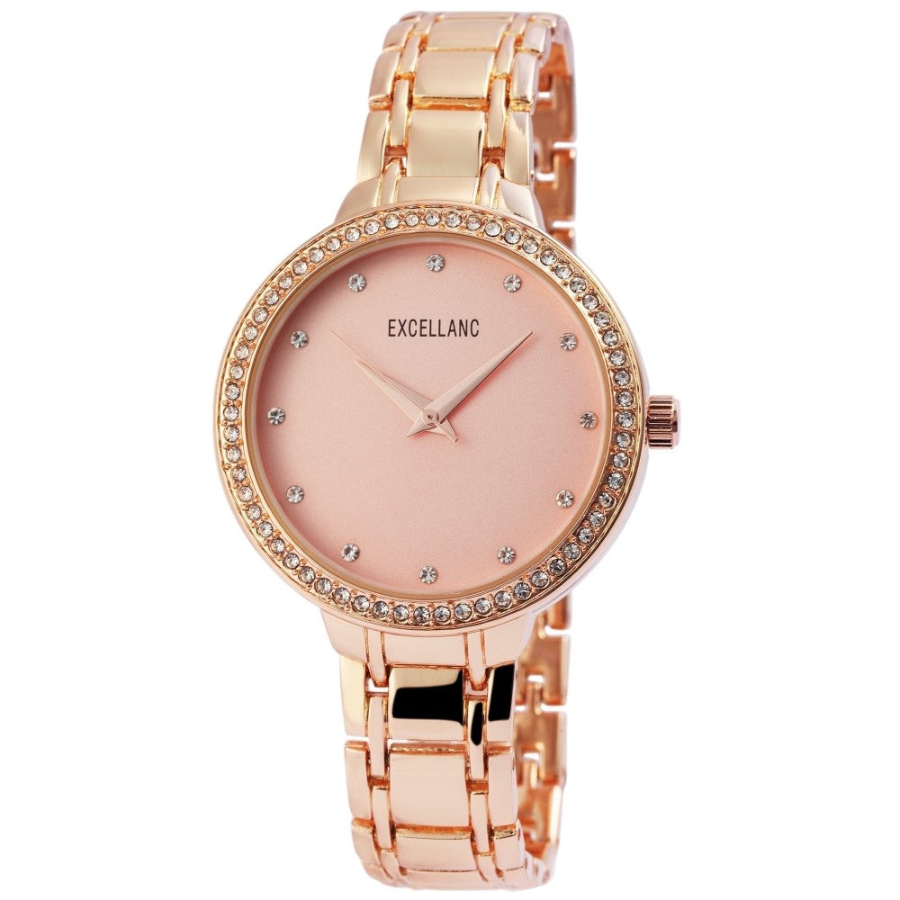 Excellance dámske hodinky s kovovým remienkom EX351, farba ružového zlata, vysoko kvalitný kremenný mechanizmus, ciferník vo farbe ružového zlata