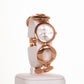 AW dámske hodinky vo farbe ružového zlata s remienkom so symbolom nekonečna a 4 kryštálmi kremeňa