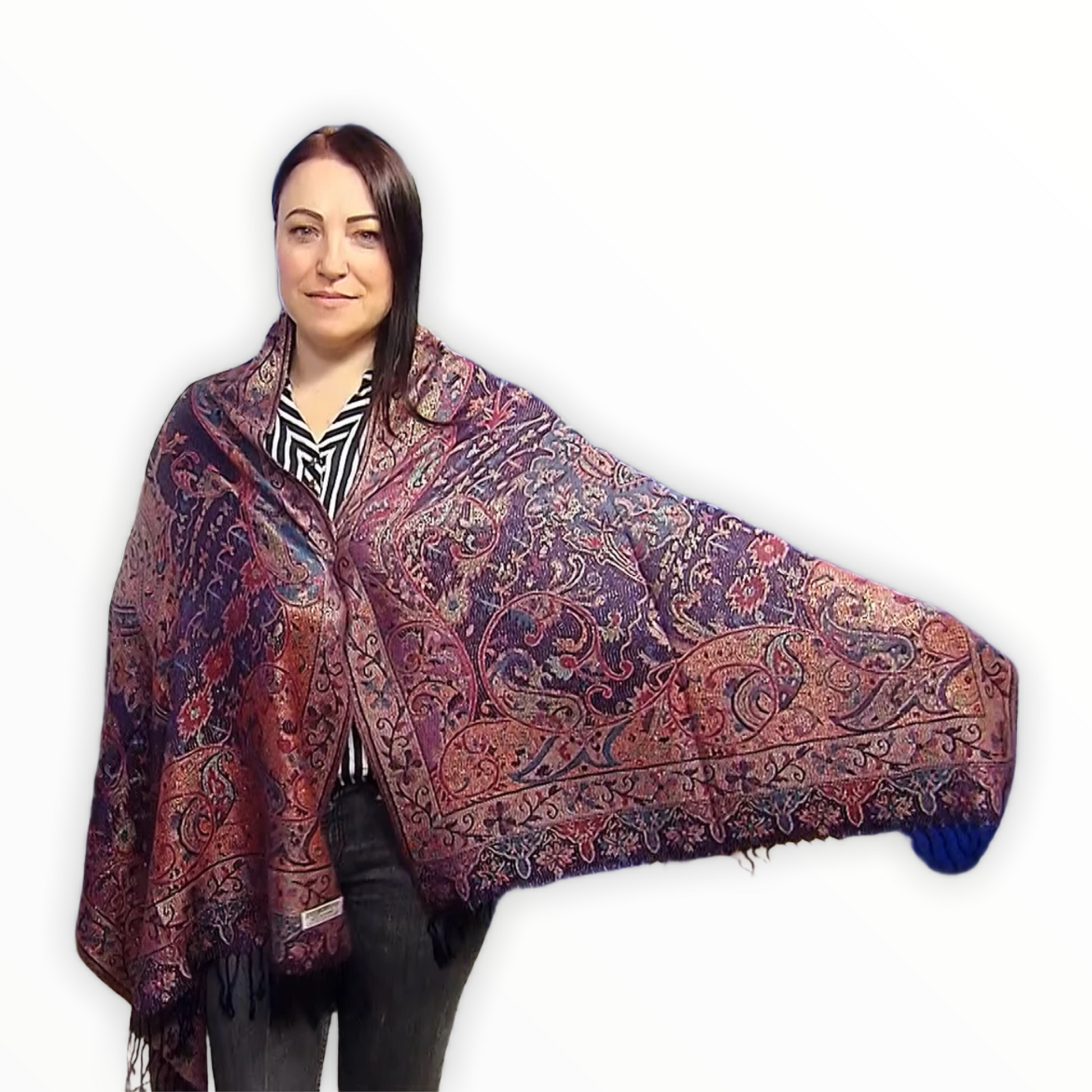 Šál-šatka zo 100% Pravého Pashmina Kašmíru, 70 cm x 180 cm, Námornícka modrá 1 