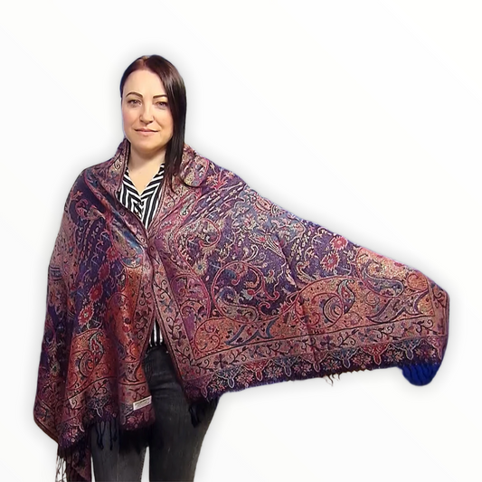 Šál-šatka zo 100% Pravého Pashmina Kašmíru, 70 cm x 180 cm, Námornícka modrá