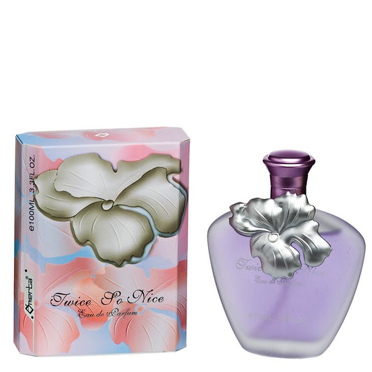 100 ml Eau de Parfume "TWICE SO NICE" Kvetinovo Drevitá Vôňa pre Ženy, s 6% obsahom esenciálnych olejov