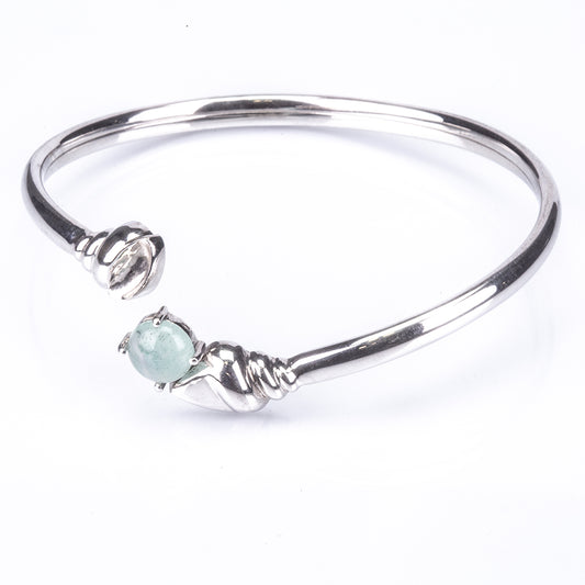 Strieborný Náramok s so Zambijským Zeleným Chalcedónom