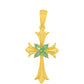 Kríž Pozlátený Strieborný Prívesok s Brazílskym Smaragdom