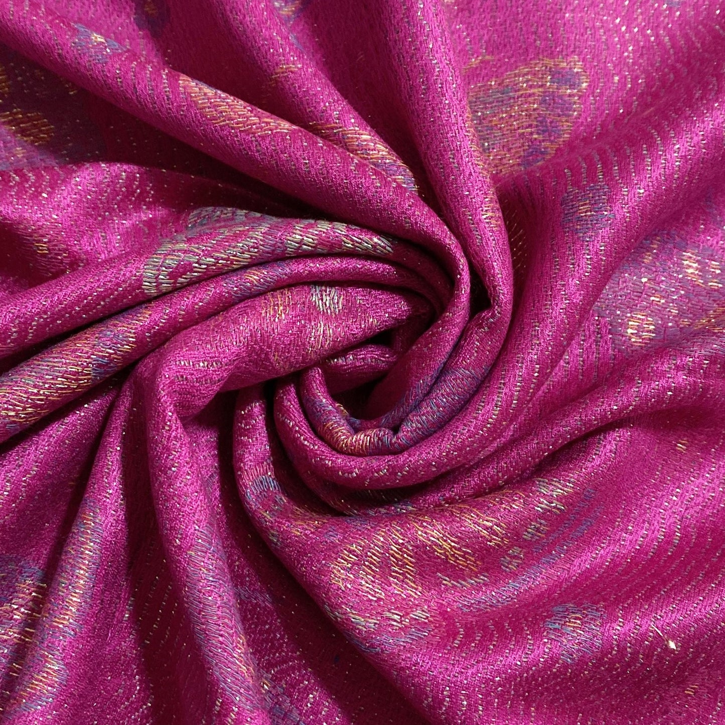 Šál-šatka zo 100% Pravého Pashmina Kašmíru, 70 cm x 170 cm, Lesklá fuchsiová růžová farba, Motýlí vzor