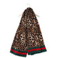Zimný Šál-šatka 90 cm x 180 cm, Leopardí vzor so zelenými a červenými okrajmi