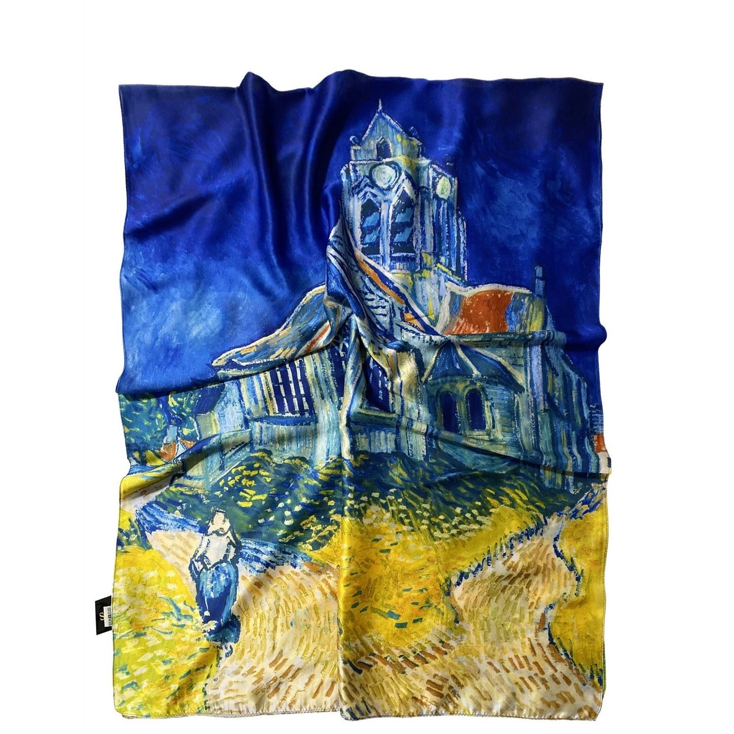 Hodvábny Šál-šatka, 70 cm x 180 cm, Van Gogh - The Church At Auvers