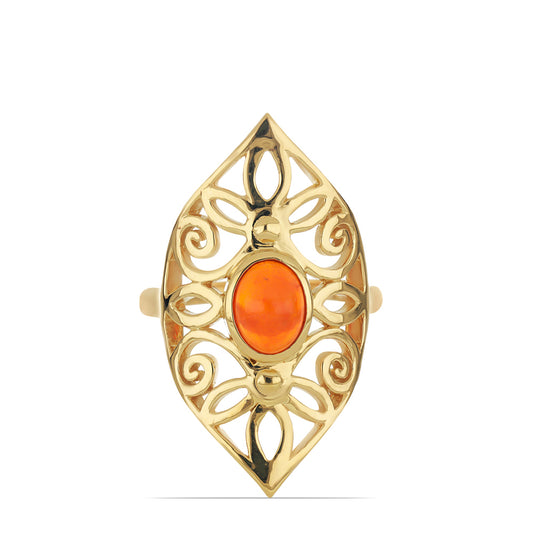 Pozlátený Strieborný Prsteň s Oranžovým Opálom z Lega Dembi