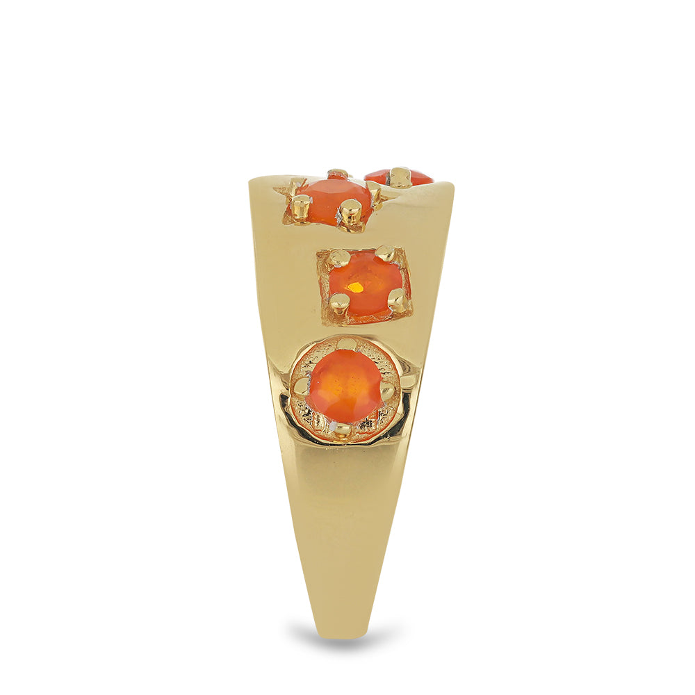 Pozlátený Strieborný Prsteň s Oranžovým Opálom z Lega Dembi