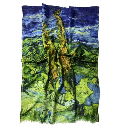 Bavlnený Šál-šatka, 70 cm x 180 cm, Van Gogh - Dva topole
