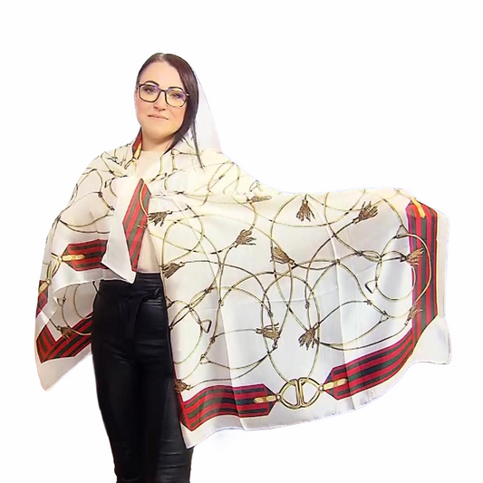 Šál-šatka zo 100% Pravého Hodvábu, 90 cm x 180 cm, Krémová